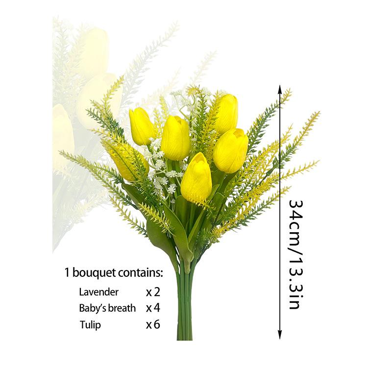 

Simulation Artificial Tulip Lavender Combination 12 Bundles, Home Dining Table Study Decoration Ornament Hand Bouquet