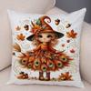 Cartoon Autumn Maple Leaves Girl Cushion Cover Print Cute Children Pillowcase Decor Pillow Case For Sofa Home