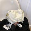 New pearl handbag trendy versatile fashion pleated cloud bag chain shoulder crossbody bucket bag