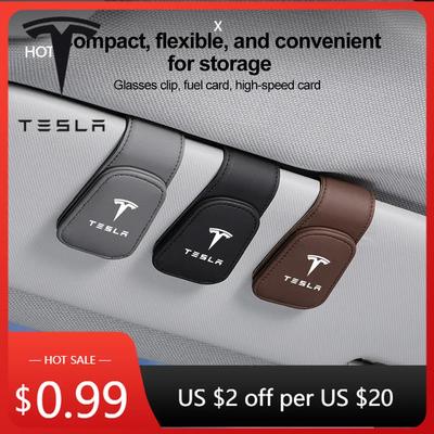 Car Sticker Tesla Universal Car Auto Sun Visor Glasses Box Sunglasses Clip Card Ticket Holder Stand For Tesla Model Y X 3 MODEL