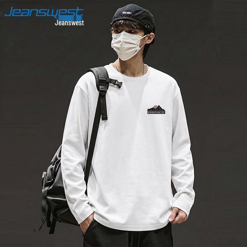 Jeanswest Men's American Style Heavyweight Pure Cotton Long Sleeve T-Shirt