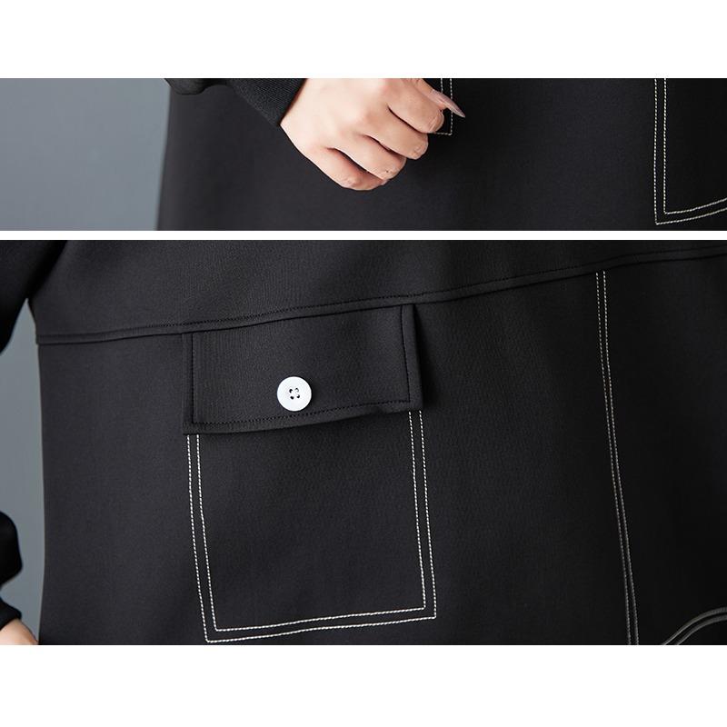 DIMANAF 2025 Women Plus Size Autumn Shirt Dress Long Sleeve Loose Casual Oversize Vintage Dress Black