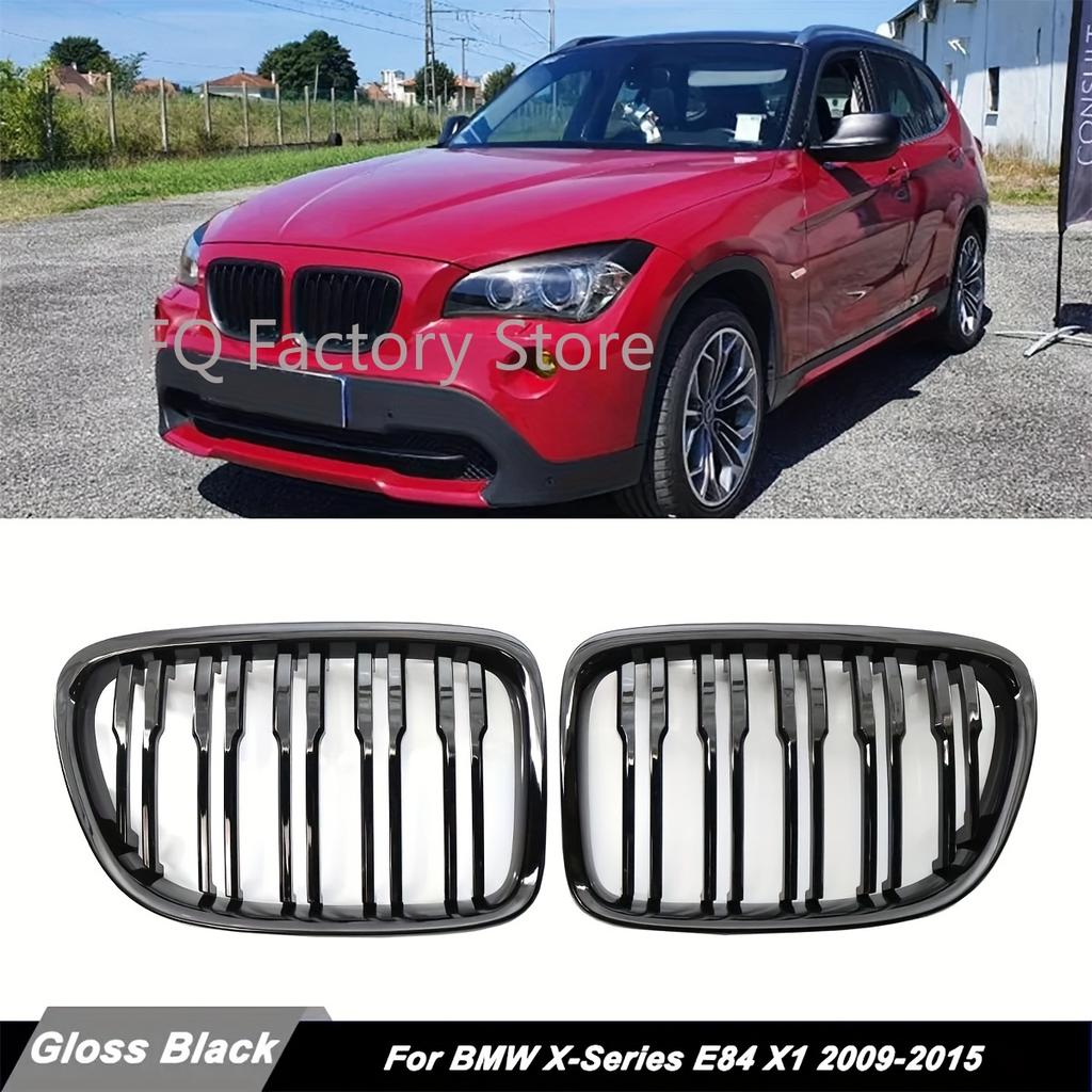 Car Gloss Black Front Bumper Grille For E84 X1 18i 20i 25i 28i 2009-2015 Sport Grill Double Slat Line Grilles Kindey Grills