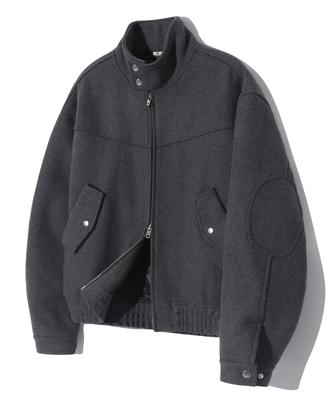 Veste Harrington 2-Way en Laine Trillion avec Écusson au Coude (charbon)