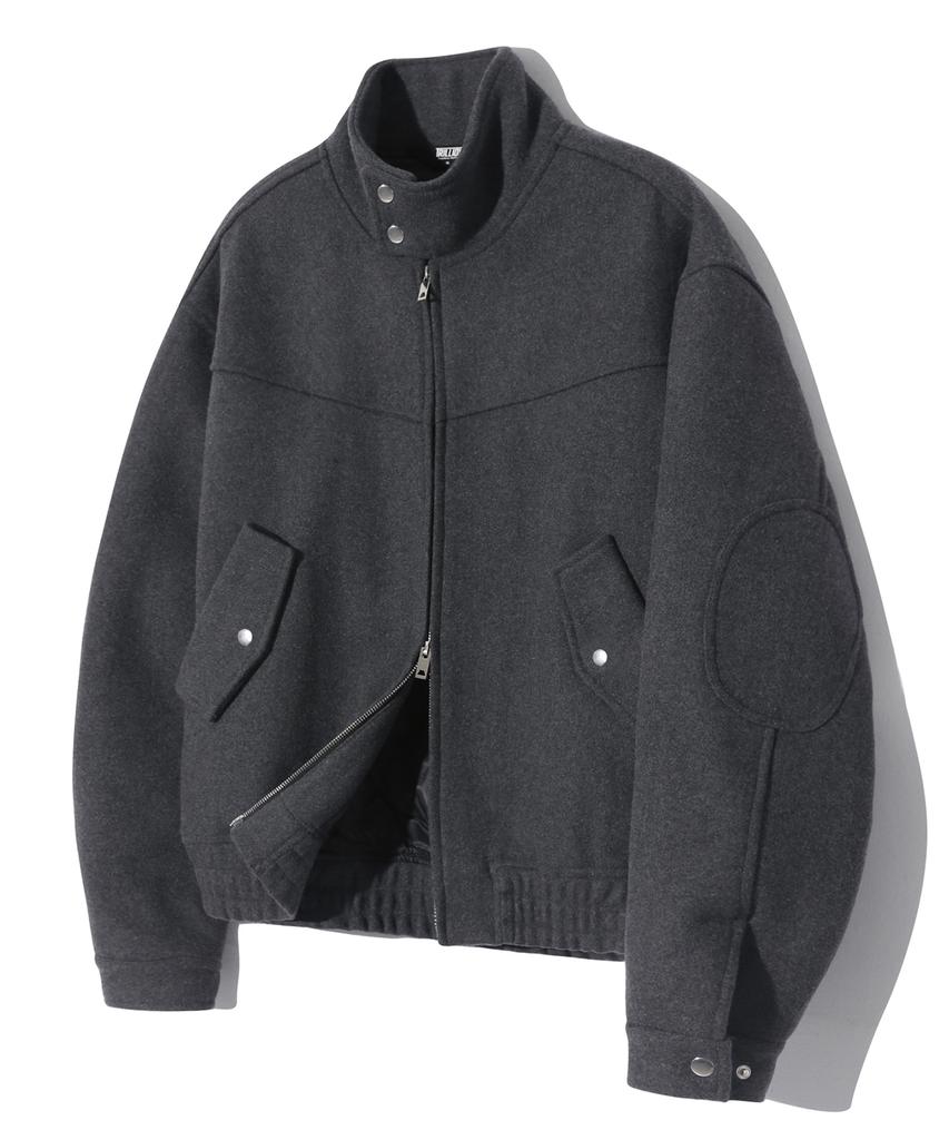 Trillion Wol Elleboogpatch 2-Weg Harrington Jas (Houtskool)
