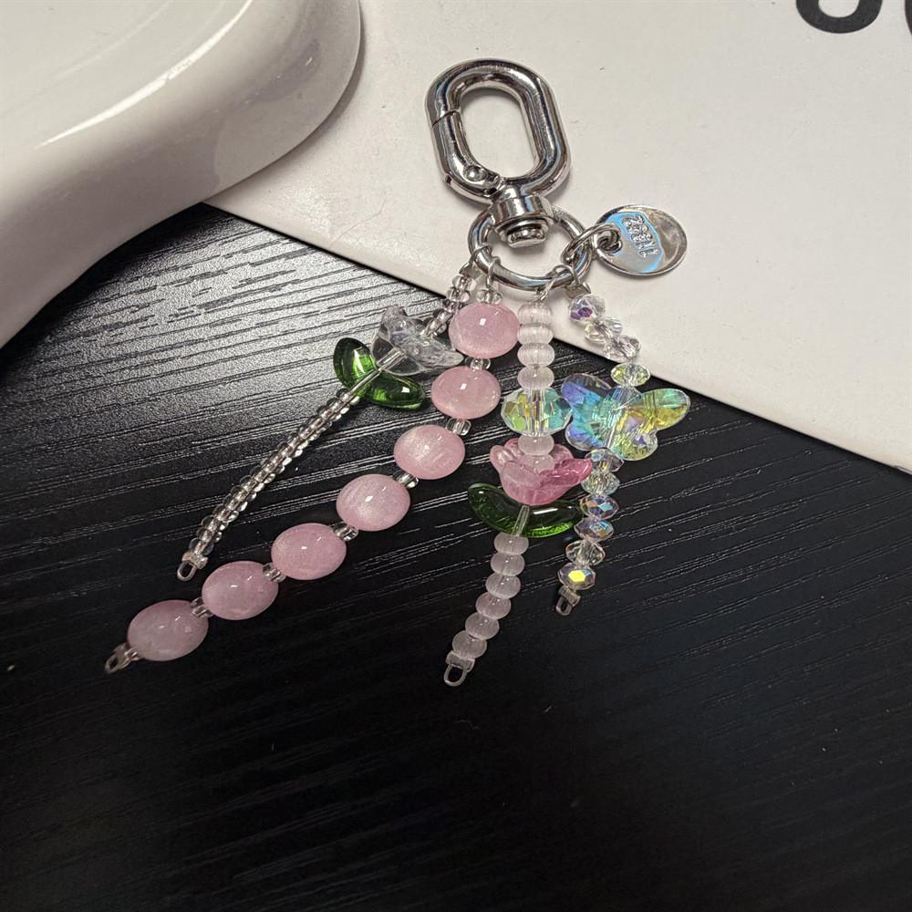 Pvc Pink Tulip Butterfly Phone Strap For Women And Men With Creative Pendant