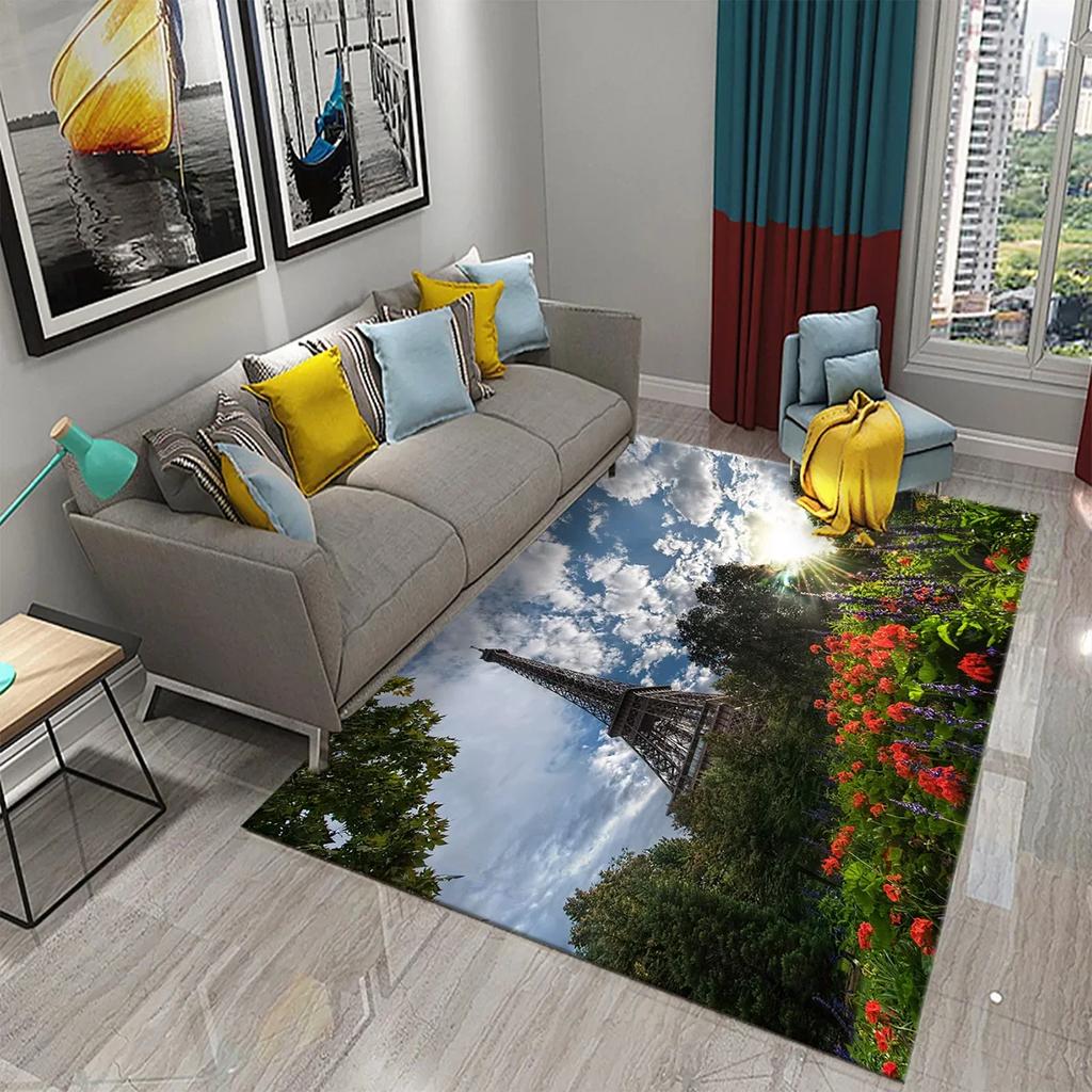 Eiffel Tower Rug Paris France Carpet World Famous Buildings Floor Carpets Bedroom Living Room Decor Area Rugs Door Mat Yoga Mats