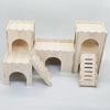 Multi-Room Wooden Hamster House with Bridge and Ladder