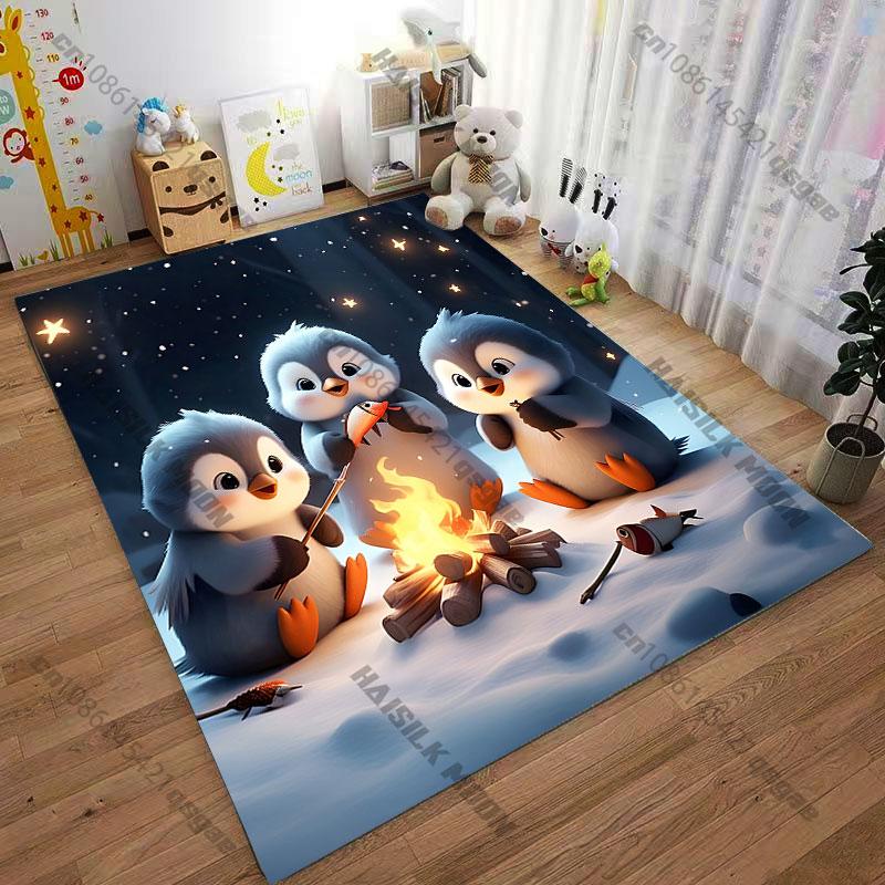 Penguins dressed celebrating with lollipopscarpet Yoga living room room decor children's crawling mat doormat area rug games mat