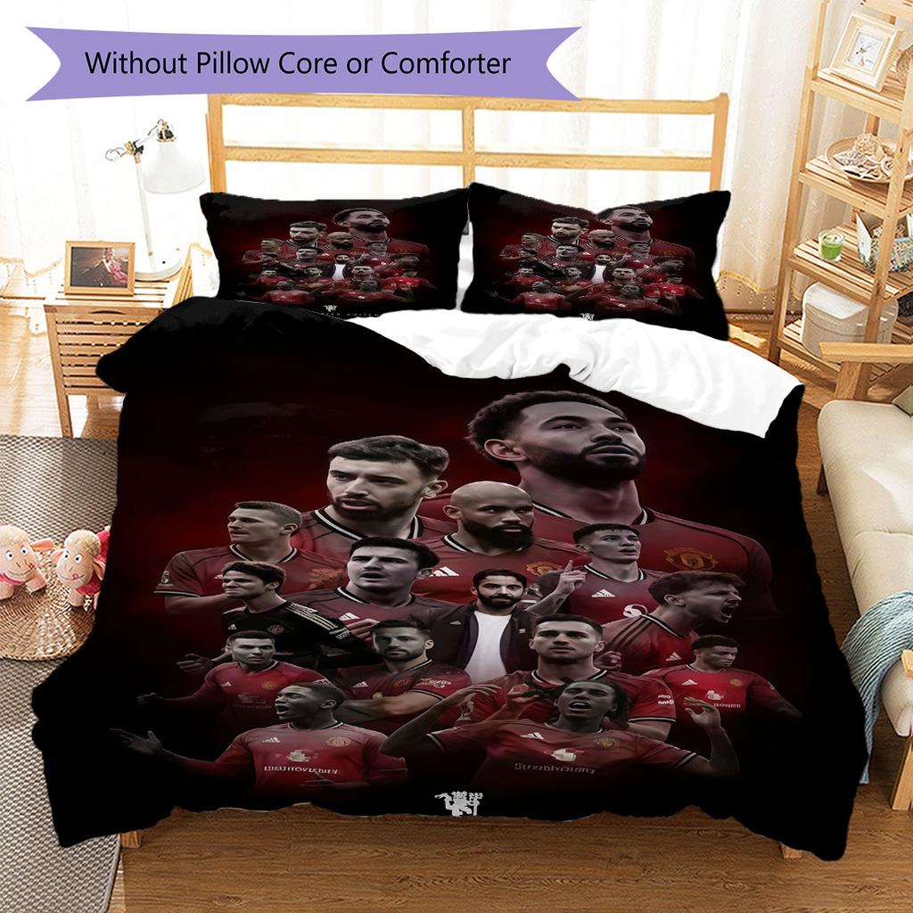 Red MUFC Glory Bedding Quilt Set Quilt Cover Pillowcase Home Decoration Birthday Gift (1 * duvet cover + 2 * pillowcase, without core)
