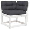 5 Piece Garden Sofa Set with Cushions White Solid Pine Wood
