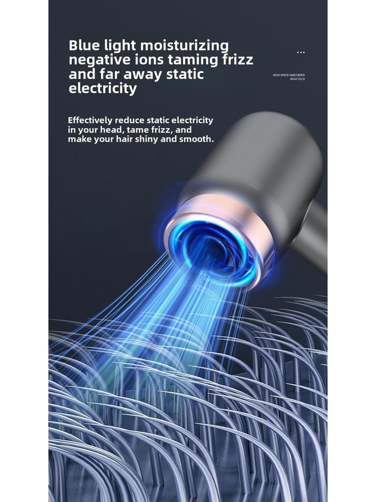 High-Speed Rechargeable Leafless Hair Dryer with Negative Ion Technology for Quick-Drying and Hair Care