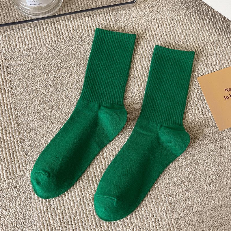 Women's Trendy Candy Color Thin Mid-Calf Socks - Colorful Japanese Style Summer Pile Socks