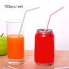 100Pcs/Set Curved Plastic Drinking Straw Cocktail Lounge Wedding Birthday Party