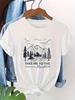 S Take Me to The Mountains T-Shirt White 18Gsm 1% Short Sleeve with Mountain Range Print, Casual Outdoor & Camping Tee, Sizes S to 2XL for Spring Summ
