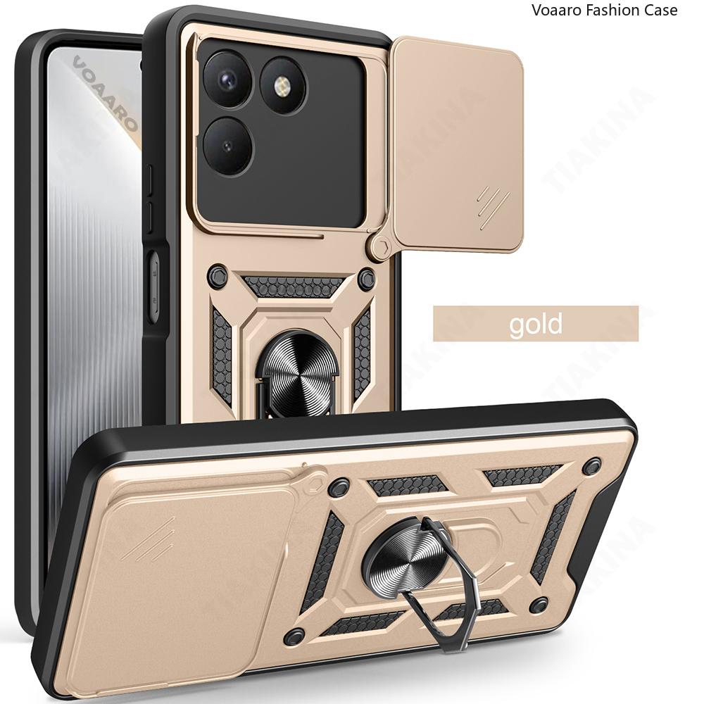 Slide Lens Armor Funda for Tecno Pova 7 4G Case for Tecno Pova 7 4G LJ6 Case Magnetic Ring Stand Holder Cover Shockproof Capa