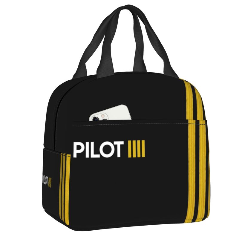 Aviation Arrival Departure Thermal Insulated Lunch Bag Aviator Airport Plane Portable Lunch Tote for Picnic Storage Food Box
