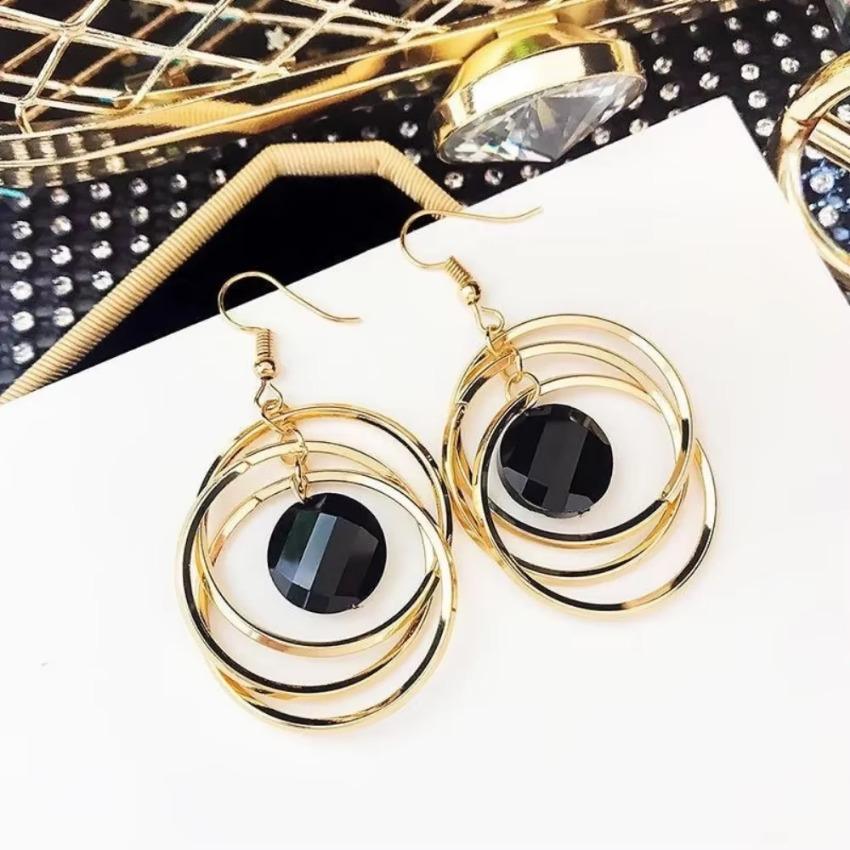 Colorful Drop Earrings Accessorie Girl Jewelry Gifts Summer Fashion Multicolor Three Circles Acrylic Gold Women Jewelry Cute