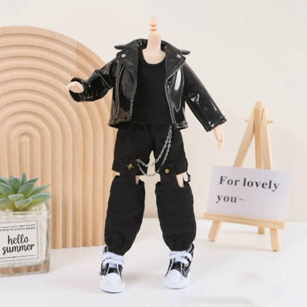 Mini Doll Trousers Clothes Princess PU Leather Jacket Coat for azone ob24 Dolls For blythe Dolls