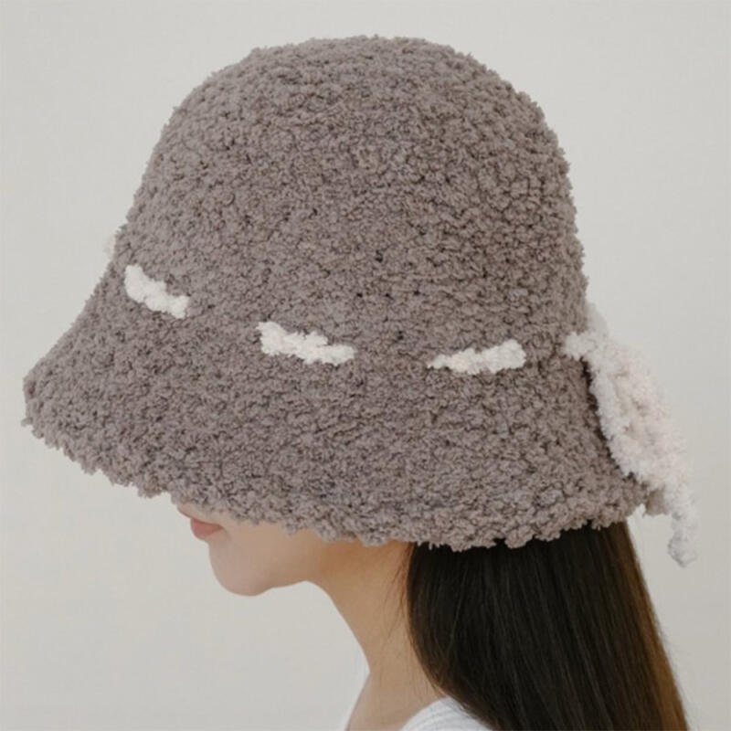 

Женская панама-ведро с декором из лент Мягкая шляпа brown