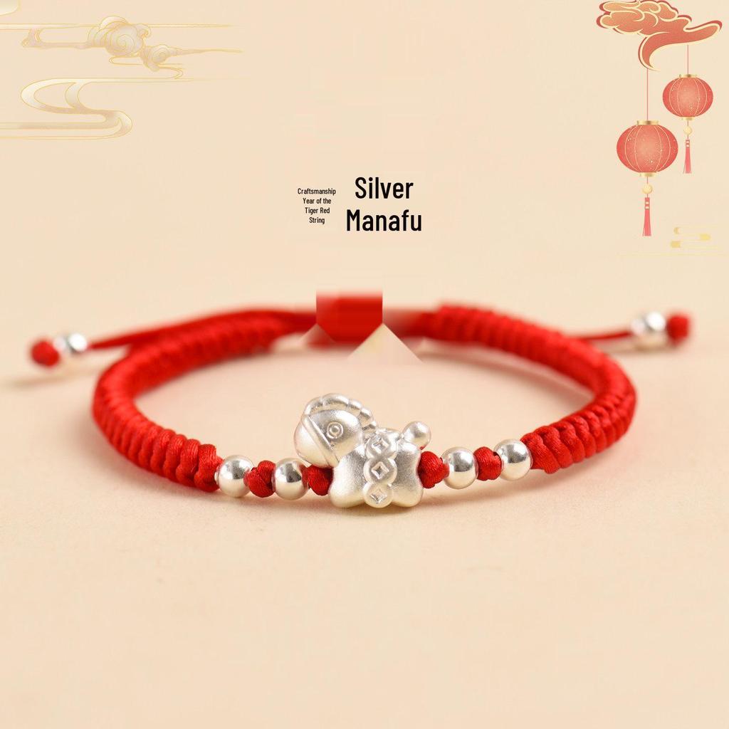 2026 Year of the Horse Silver Blessing Bracelet for Babies: Luxurious Woven Red String Hand Rope in New Chinese Style