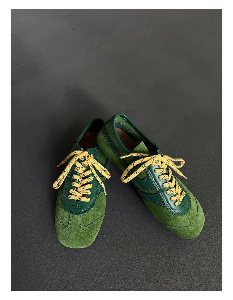 Sheepskin new spring and autumn ballet style silver inner height increase moral training shoes women's casual sports shoes lace-up flat baseplate shoe