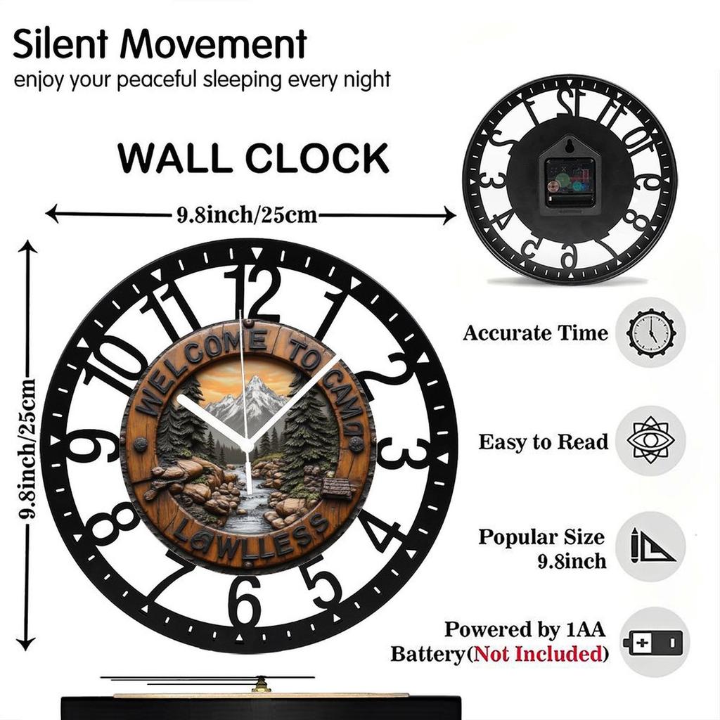 25cm High-End Iron Round Wall Clock with Superior Craftsmanship