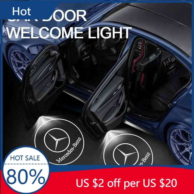 DIQ4 Hot 2025 Car Door Welcome Lamp Laser Projector Logo Ghost Shadow Night Lights For Mercedes Benz W210 W211 W212 W221 W222 A C E G