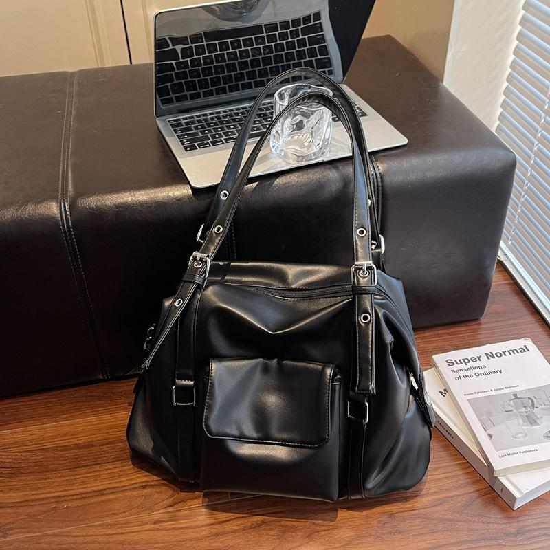 Large Capacity Shoulder Bag, Soft Leather Underarm Crossbody Bag, Street Style Hot Girl Tote Bag, Multi-pocket Commuter Bag