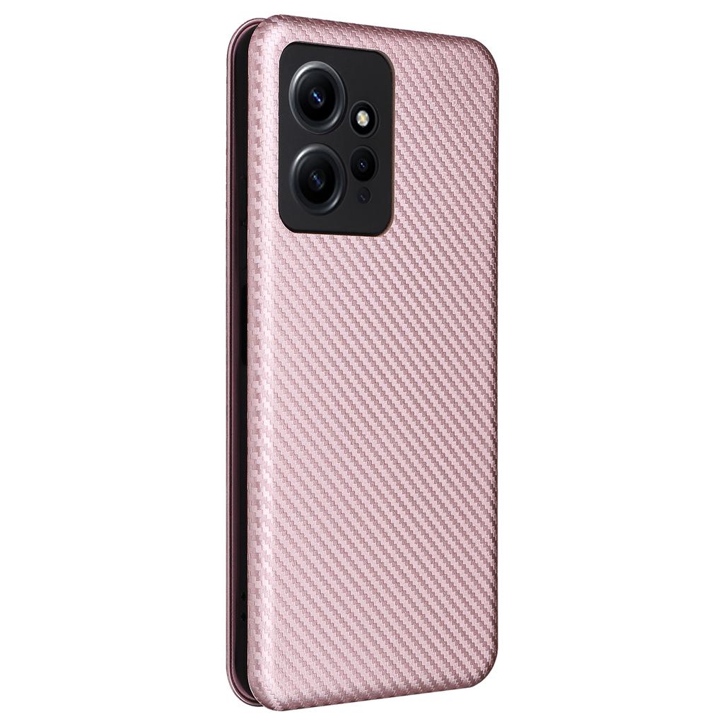For Xiaomi Redmi Note 12 4G PU Leather Stand Cover Carbon Fiber Texture Phone Case with Card Holder