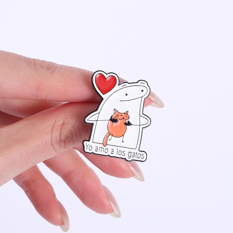 Cat Lady Flork Memes Enamel Pins Funny Cartoon Characters Brooches Lapel Badge Cutie Animals Jewelry Gift for Friends