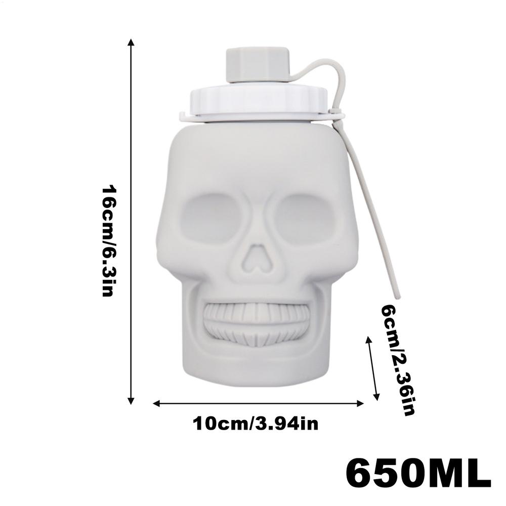 Silicone Water Bottle Halloween Gothic Water Bottle 650ml Leakproof Cups For Fitness Backpacking Hiking Running Cycling Outdoor