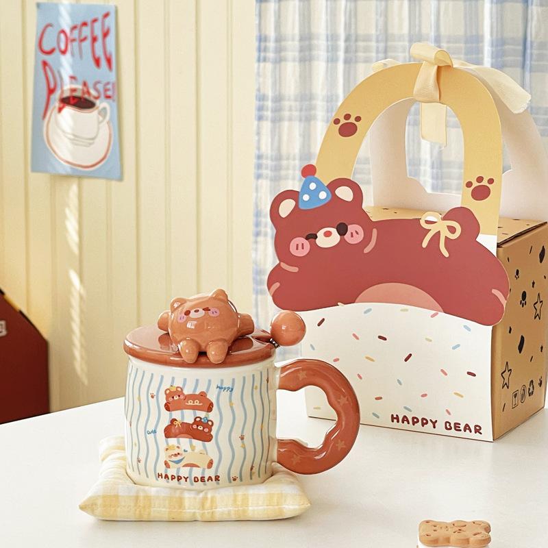 Cute Little Bear Mug High Appearance Level Ceramic Cup Design Sense Breakfast Cup Milk Cup  Gift Box As A Souvenir