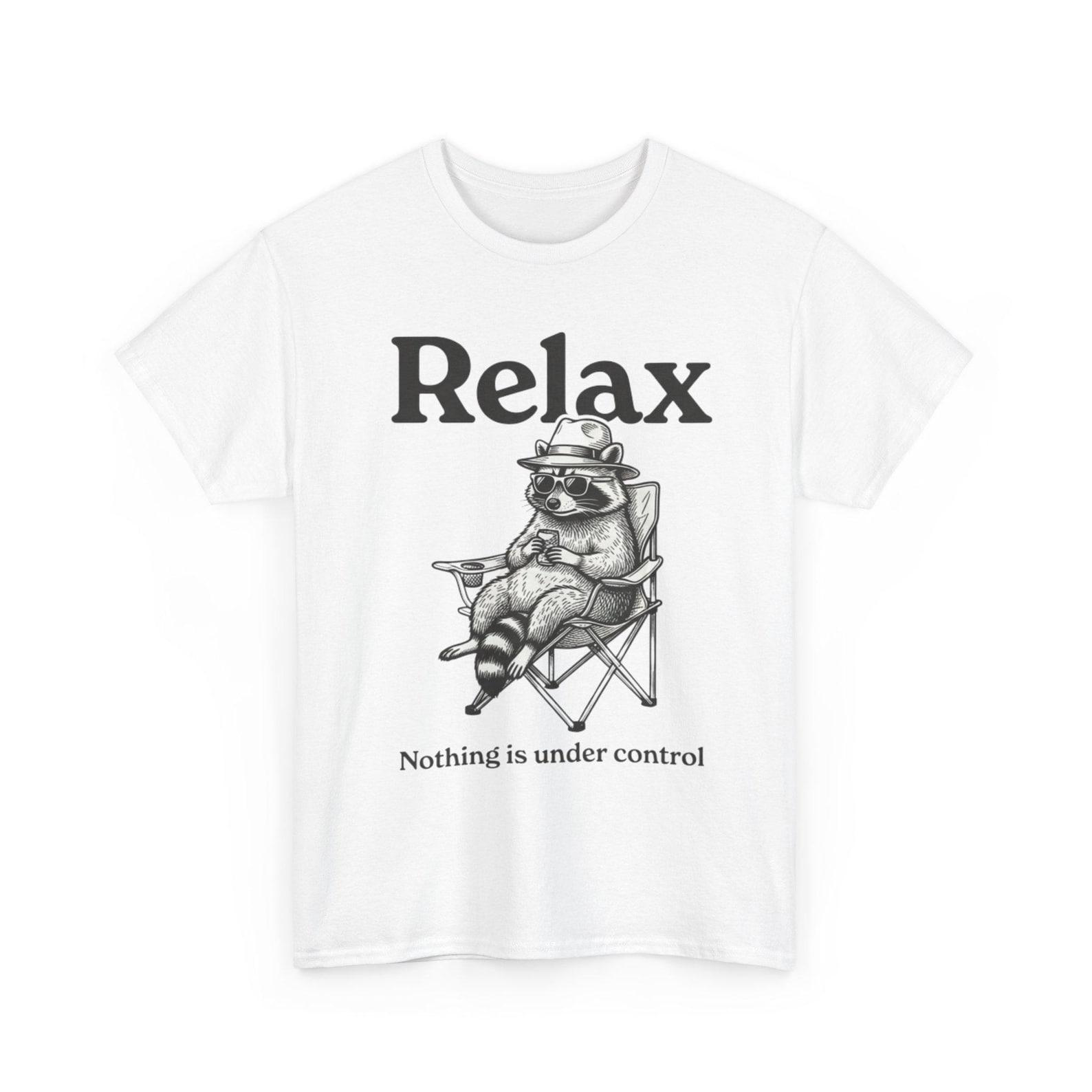 Relax Nothing Is Under Control Raccoon Funny Meme T Shirt Vintage Trash Panda Graphic Tee M