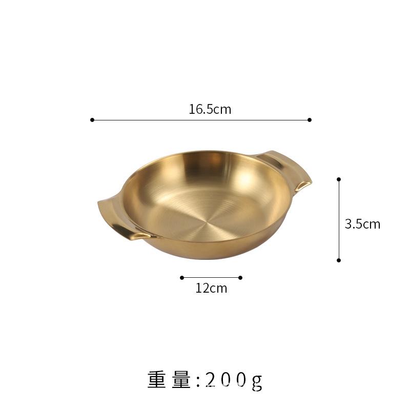 Korean dessert cake stainless steel disc, golden binaural pasta baked rice restaurant snack plate
