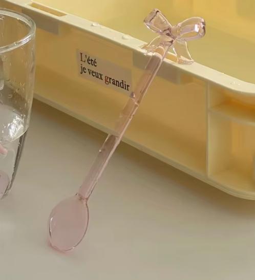Creative Bowknot Handle Milk Dessert Ice Cream Spoon High Temperature Stained Glass Spoon Household Coffee Mixing Spoon