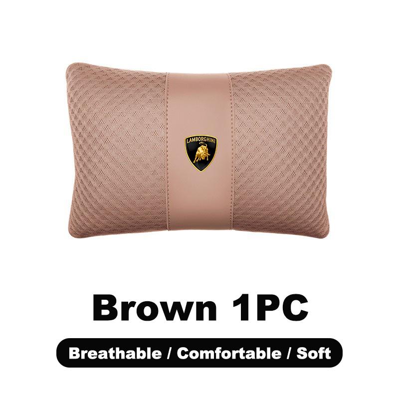 1pcs Car Leather Headrest Seat Lumbar Pillow Auto Accessories For Lamborghini LP570 LP610 Urus LP700 LP770 Gallardo Aventador byu2