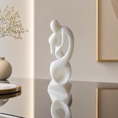 Kiss of Love Figurine, 3D Printed Kissing Couple Statue, White Abstract Art Man And Woman Sculpture for Home Table Shelf Entrance Cabinet Decor