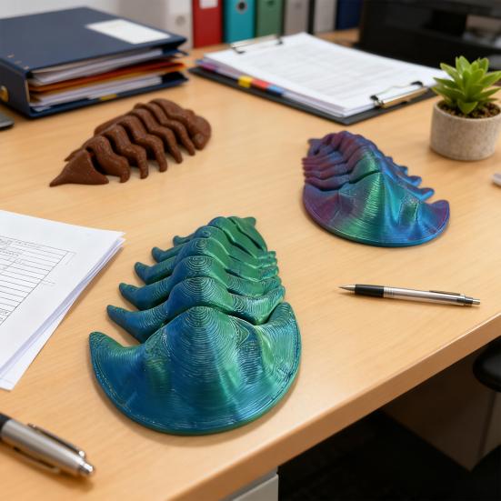 3D Printed Cryptolithus Figurine Articulated Trilobita Fidget Toy Calymenina Model Statue Home Office Desktop Decoration Ornament