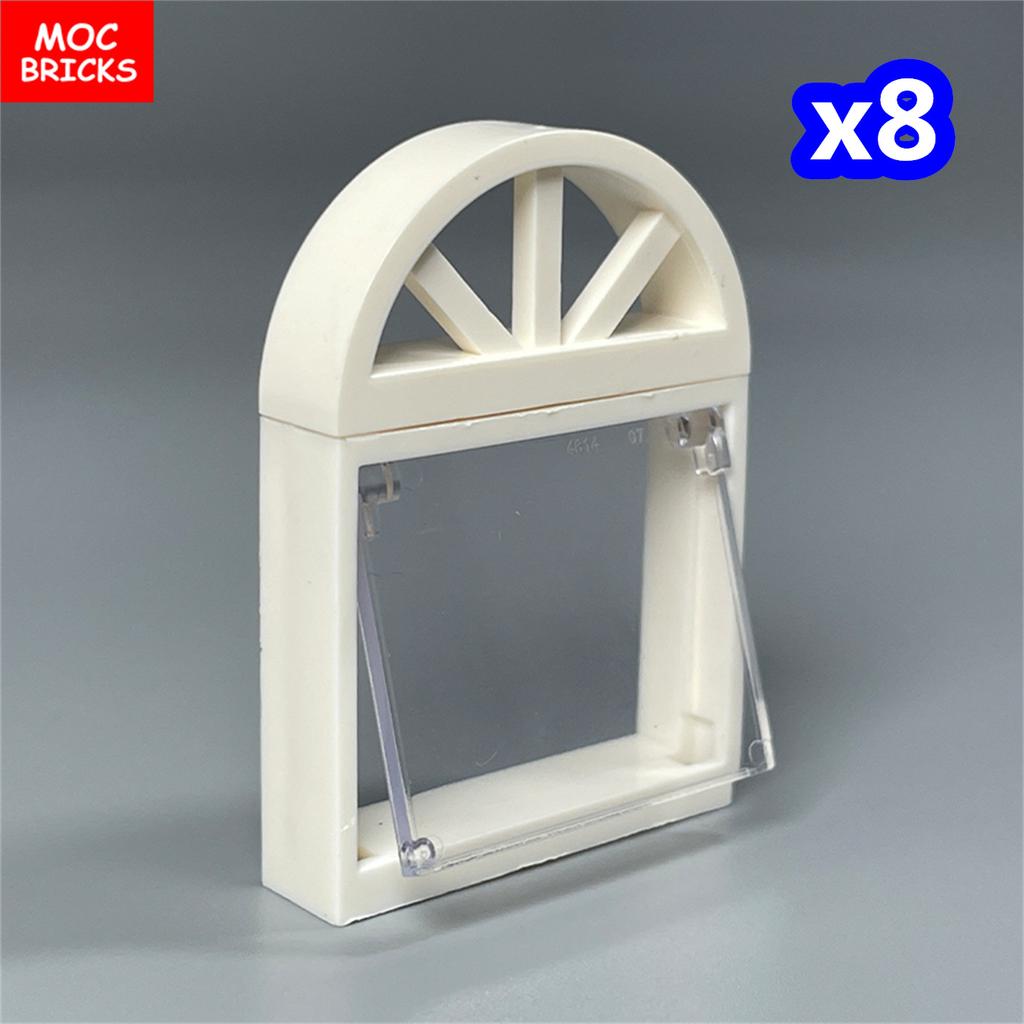 Non-Toxic Moc Bricks Window Fence Arch White Winter Snow Horse Figure City Architectural Church Accessories Children Christmas Toys