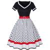 Women's Fashion Casual Vintage V Neck Short Sleeve Zpper Waist Print Dress