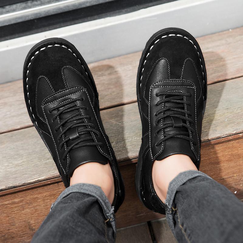 Male Casual Leather Shoes Mens Fashionable Lace Up Flats Shoes Leisure Office Shoes Business Formal Shoes