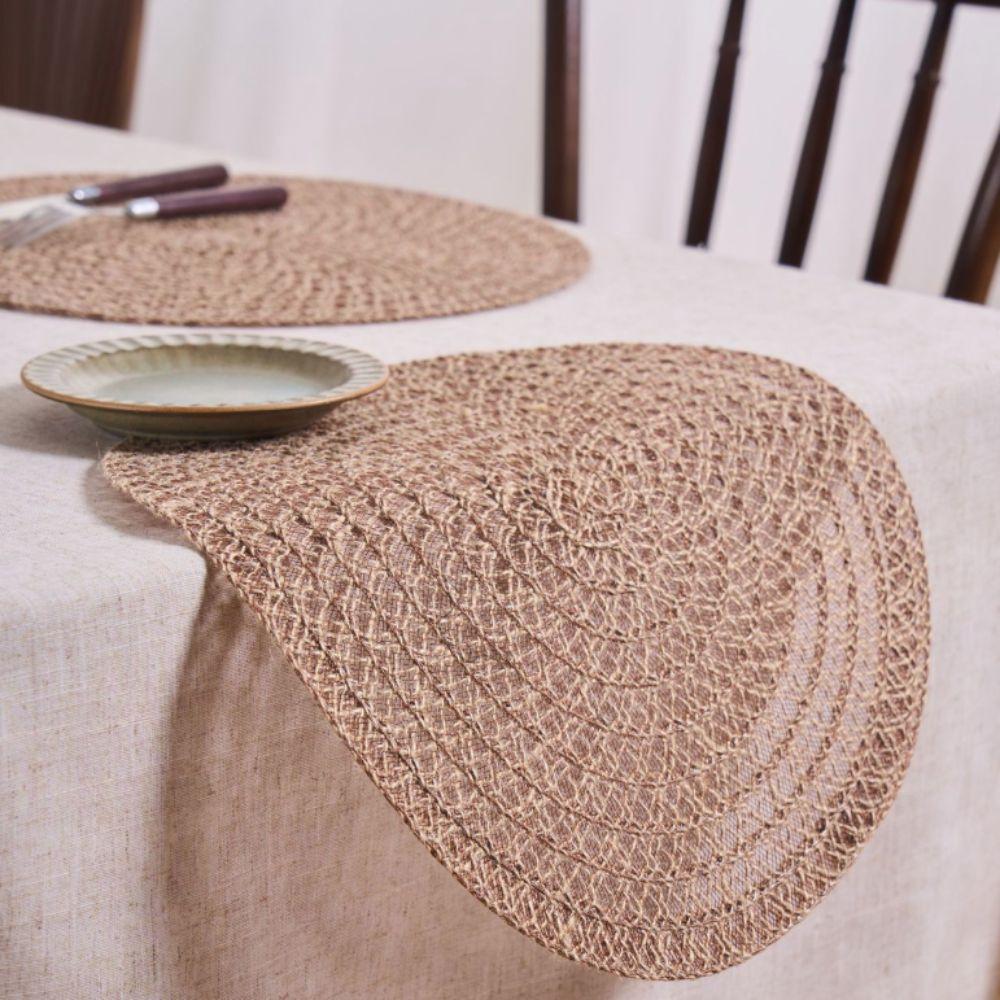 4 Pieces Round Tableware Mat Non-Slip Pot Mat Dining Table Decoration Dish Mat  Dining Room
