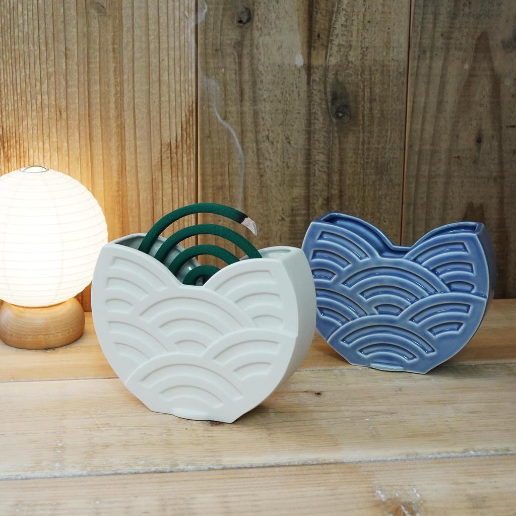 Fukubeya Kutani Ware Qinghai Wave Pattern Mosquito Coil Holder Double Used As a Vase Japanese Modern Ceramic Interior (Purple)