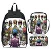 Gorillaz UK Virtual Band Printed Cartoon Backpack 3-Piece Set School Bag Lightweight Large Capacity