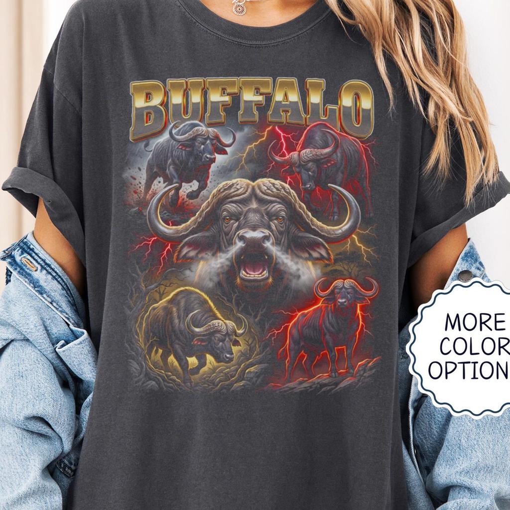 Cape Buffalo Shirt, 90s Bootleg Rap Tee, African Bovine Graphic T-Shirt, Safari Lover Gift