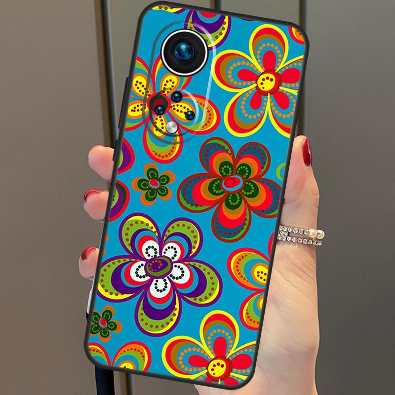 Groovy Flowers Hippie Bohemian Floral For Huawei P40 Lite P20 P30 Pro Nova 9 Nova 5T P Smart 2019 Case For Honor 50 8X 9X 10i