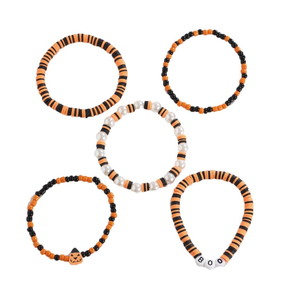 Ghost Halloween Bracelets Bat Beads Bangle Elastic Pumpkin Pendant Bracelets  Gifts