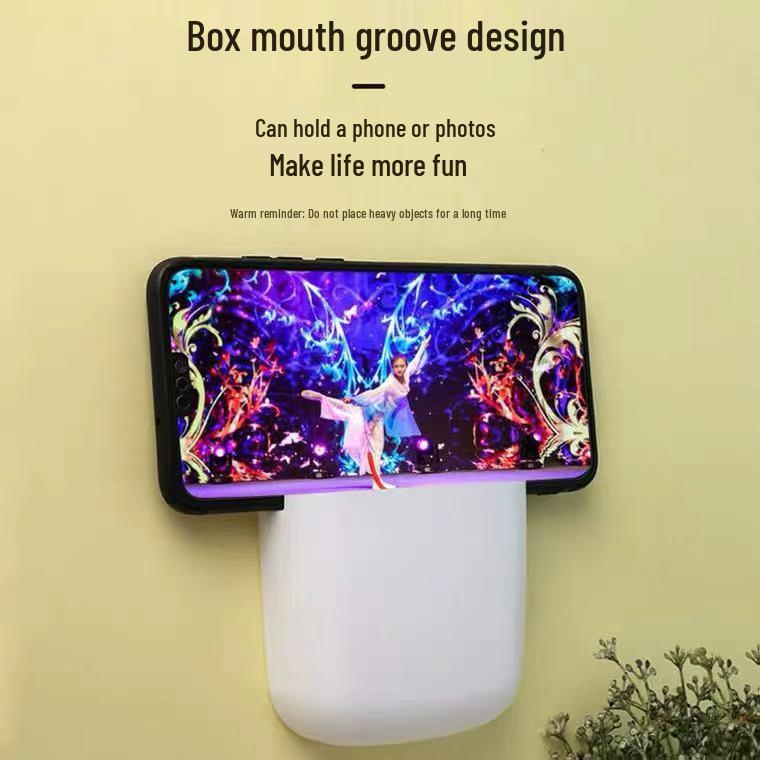 Punch-Free Wall-Mounted Remote & Phone Charging Storage Box