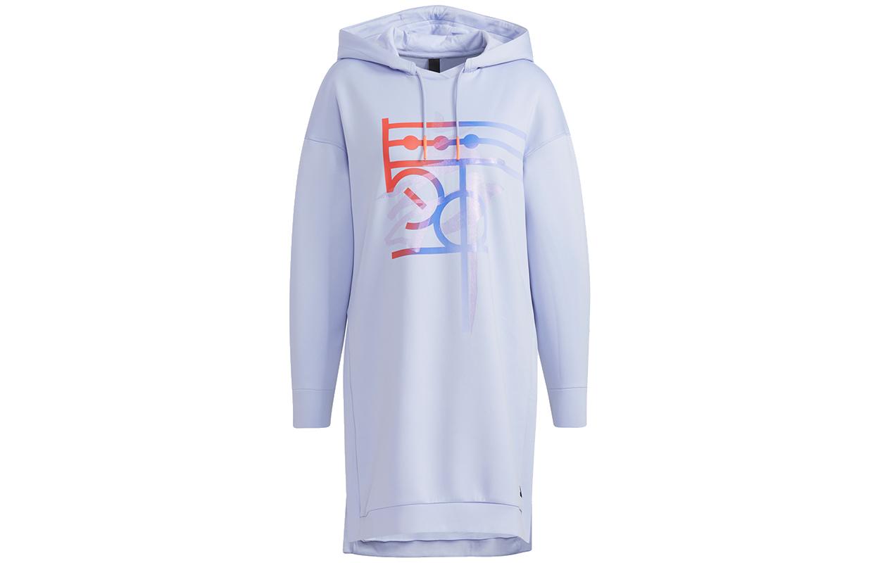 Adidas Long Sleeved Dresses Women s Lilac Hooded Moderate Mid Length H09685 M